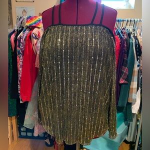 Shein cold Shoulder Hanky Hem Sequin Blouse